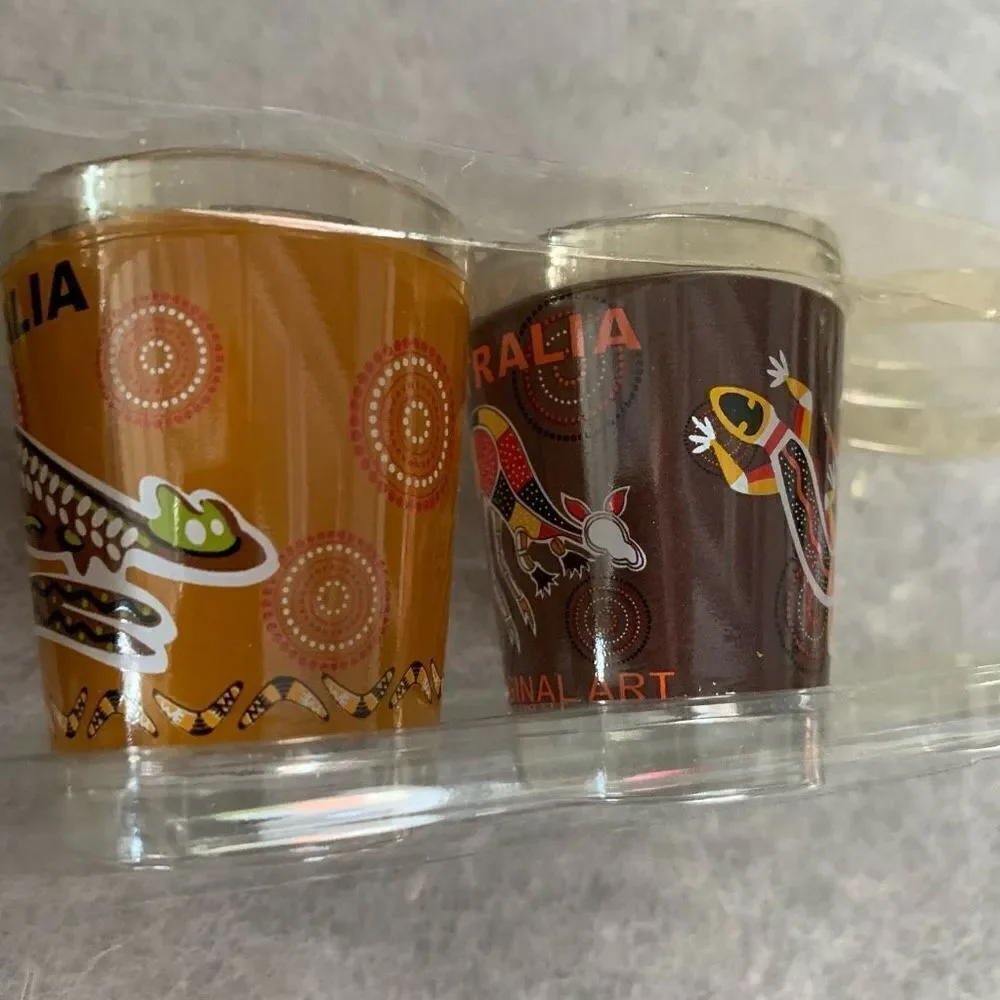 Set of 5 Australia Aboriginal Art Shot Glasses *New*
